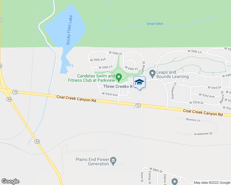 map of restaurants, bars, coffee shops, grocery stores, and more near 19835 West 93rd Avenue in Arvada