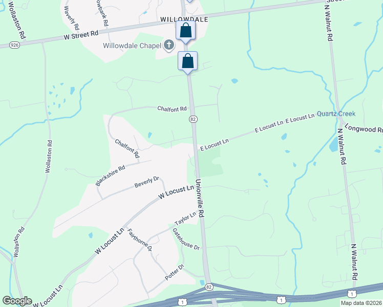 map of restaurants, bars, coffee shops, grocery stores, and more near 605 Unionville Road in Kennett Square