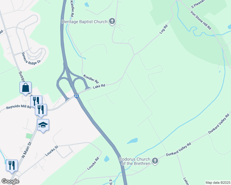 map of restaurants, bars, coffee shops, grocery stores, and more near 519 York Street in York