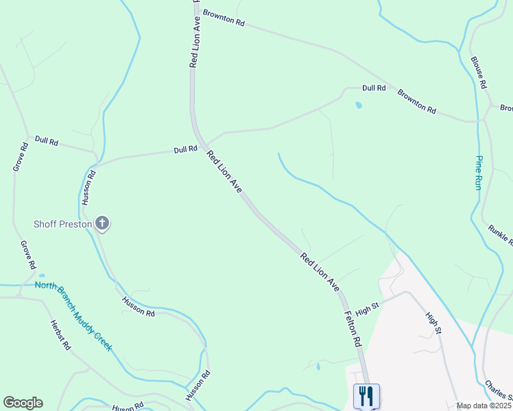map of restaurants, bars, coffee shops, grocery stores, and more near 1445 Felton Road in Felton