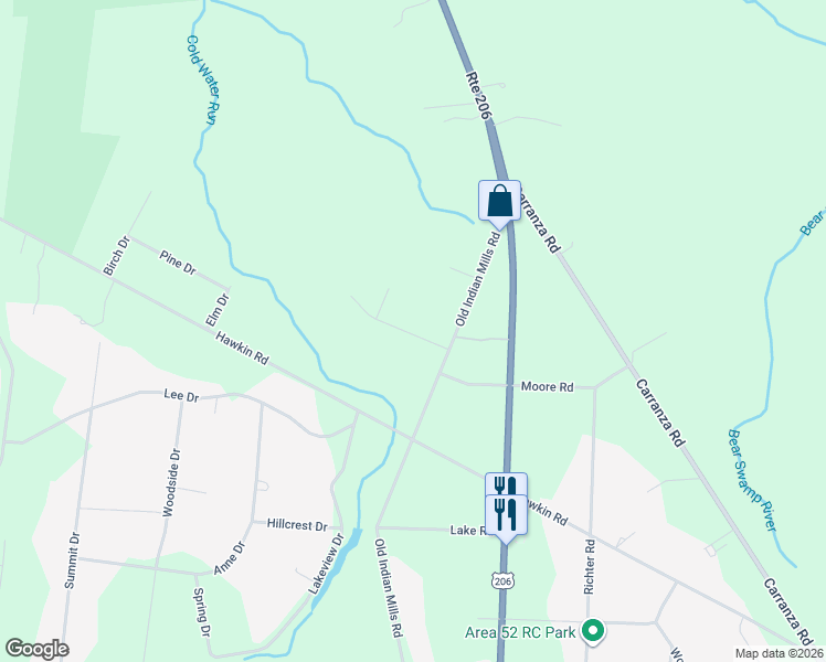 map of restaurants, bars, coffee shops, grocery stores, and more near 8 Moore Road West in Tabernacle