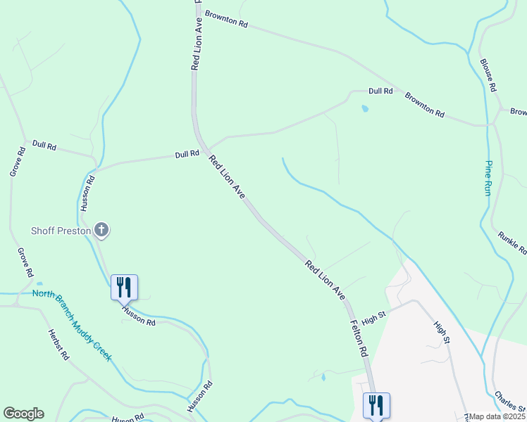 map of restaurants, bars, coffee shops, grocery stores, and more near 1445 Felton Road in Felton