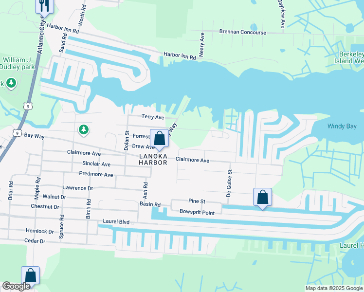 map of restaurants, bars, coffee shops, grocery stores, and more near 514 Clairmore Avenue in Lacey Township