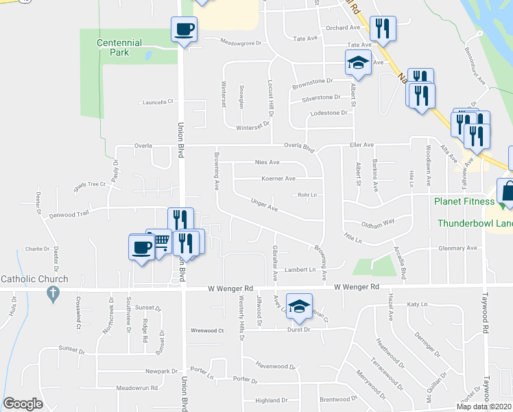 map of restaurants, bars, coffee shops, grocery stores, and more near 530 Unger Avenue in Englewood