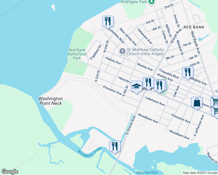 map of restaurants, bars, coffee shops, grocery stores, and more near 408 Princeton Avenue in National Park