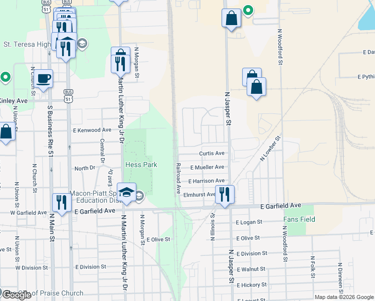 map of restaurants, bars, coffee shops, grocery stores, and more near 1069 Curtis Avenue in Decatur