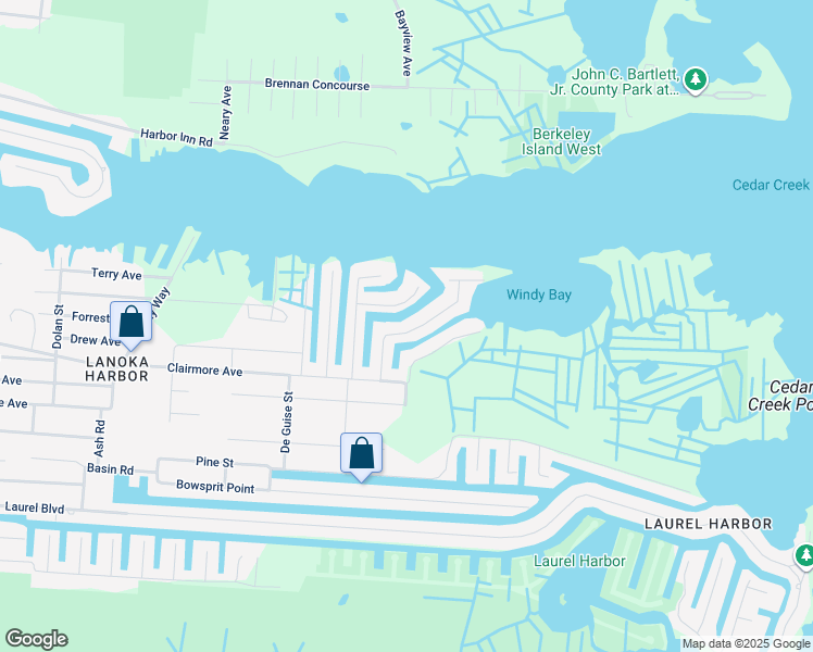map of restaurants, bars, coffee shops, grocery stores, and more near 958 Mallard Drive in Lacey Township