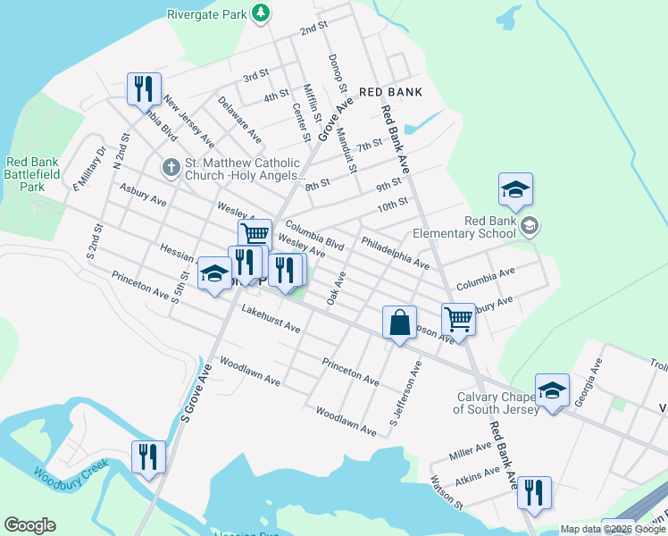 map of restaurants, bars, coffee shops, grocery stores, and more near 713 Wesley Avenue in National Park