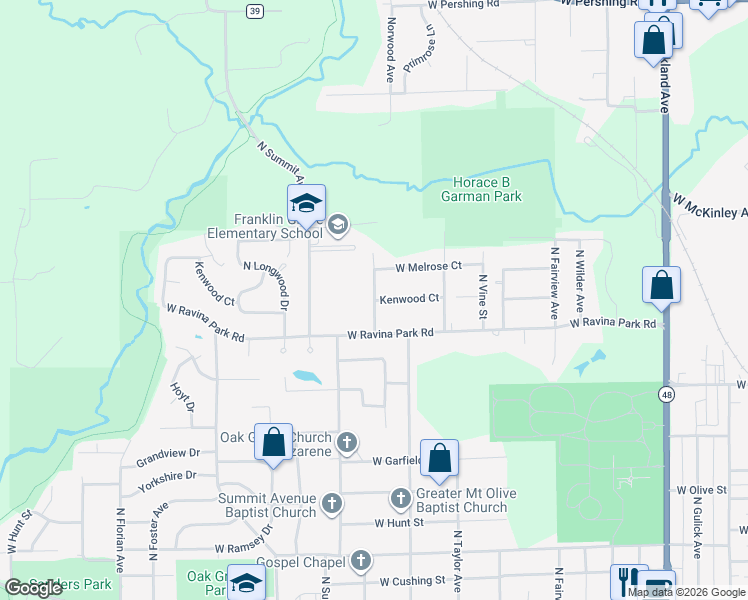 map of restaurants, bars, coffee shops, grocery stores, and more near 2301 North Willow Avenue in Decatur