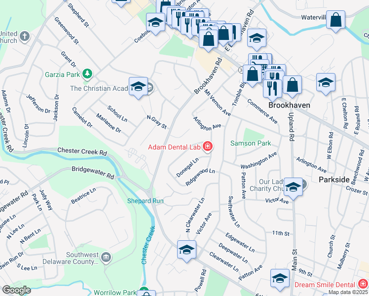 map of restaurants, bars, coffee shops, grocery stores, and more near 3747 Susan Lane in Brookhaven