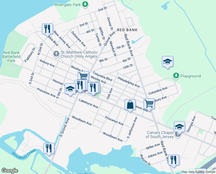 map of restaurants, bars, coffee shops, grocery stores, and more near 711 Asbury Avenue in National Park
