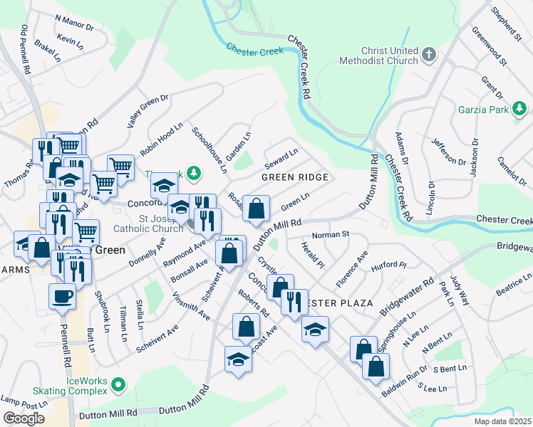 map of restaurants, bars, coffee shops, grocery stores, and more near 5 Green Lane in Aston