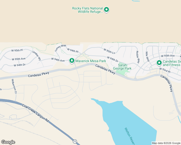 map of restaurants, bars, coffee shops, grocery stores, and more near 16616 West 93rd Place in Arvada