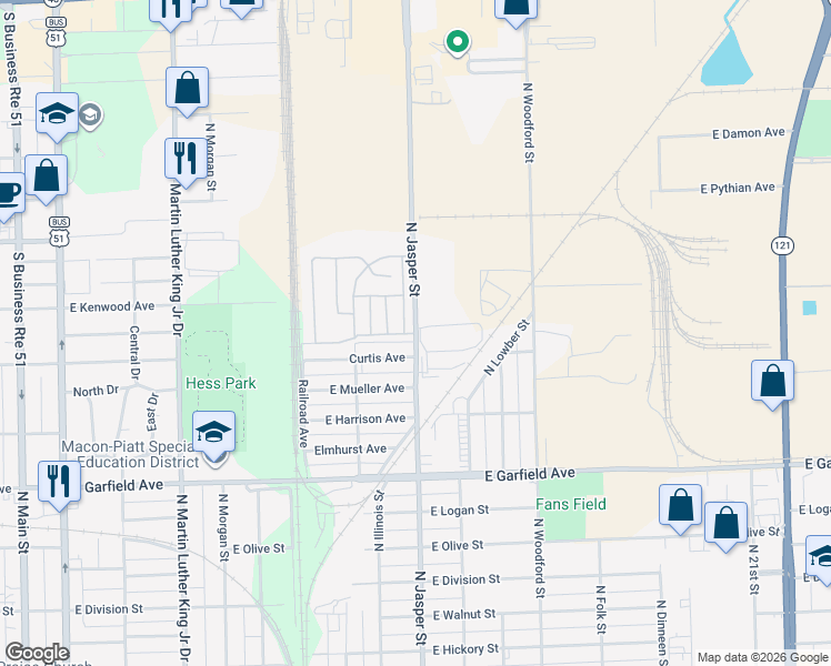 map of restaurants, bars, coffee shops, grocery stores, and more near 2336 North Jasper Street in Decatur