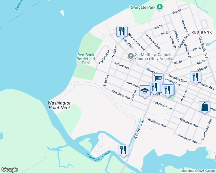 map of restaurants, bars, coffee shops, grocery stores, and more near 211 Lakehurst Avenue in National Park