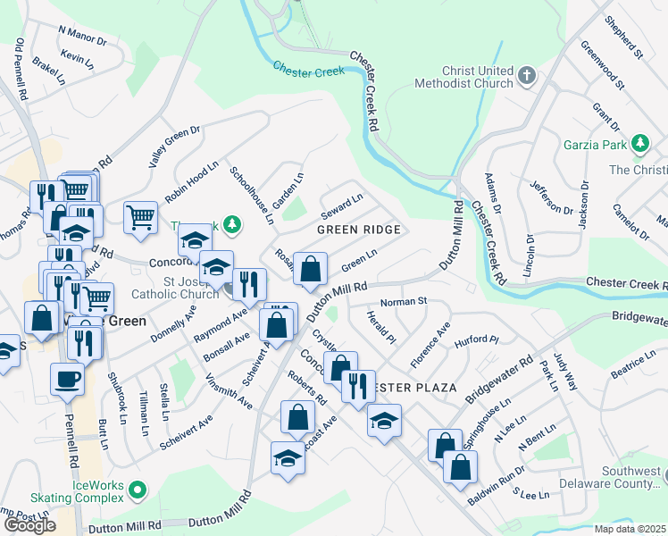 map of restaurants, bars, coffee shops, grocery stores, and more near 11 Green Lane in Aston