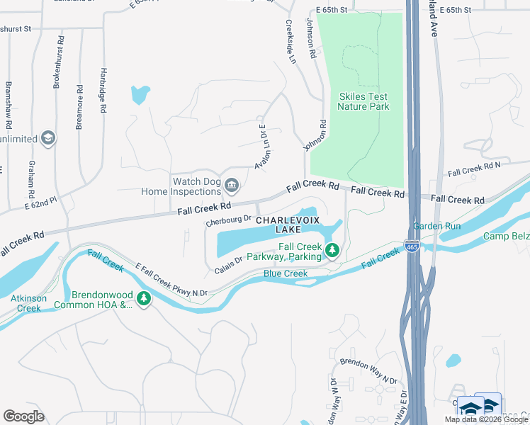 map of restaurants, bars, coffee shops, grocery stores, and more near 6440 Cherbourg Cir in Indianapolis