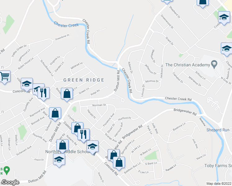map of restaurants, bars, coffee shops, grocery stores, and more near 11 Kingston Terrace in Aston