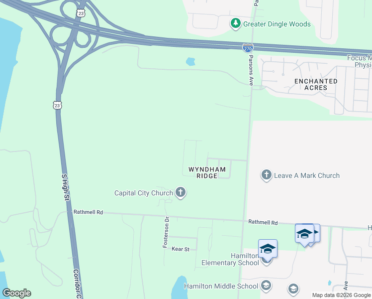 map of restaurants, bars, coffee shops, grocery stores, and more near 4643 Kenross Drive in Columbus