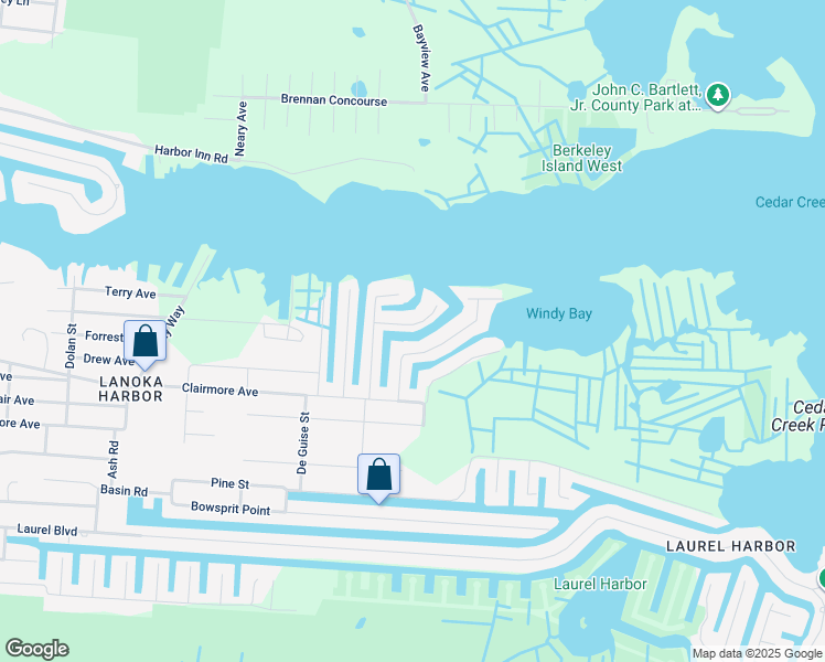 map of restaurants, bars, coffee shops, grocery stores, and more near 958 Mallard Drive in Lacey Township