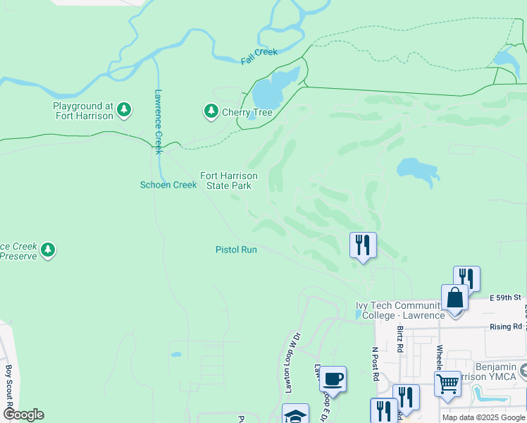 map of restaurants, bars, coffee shops, grocery stores, and more near in Indianapolis