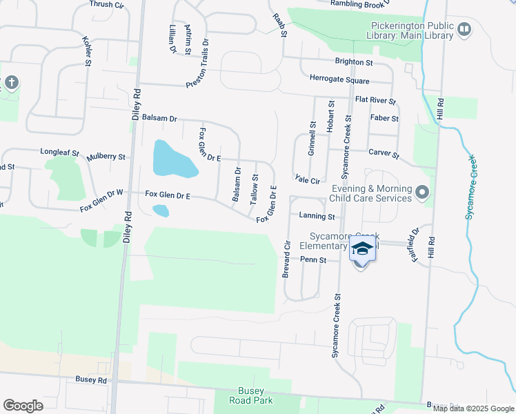 map of restaurants, bars, coffee shops, grocery stores, and more near 108 Tallow Street in Pickerington