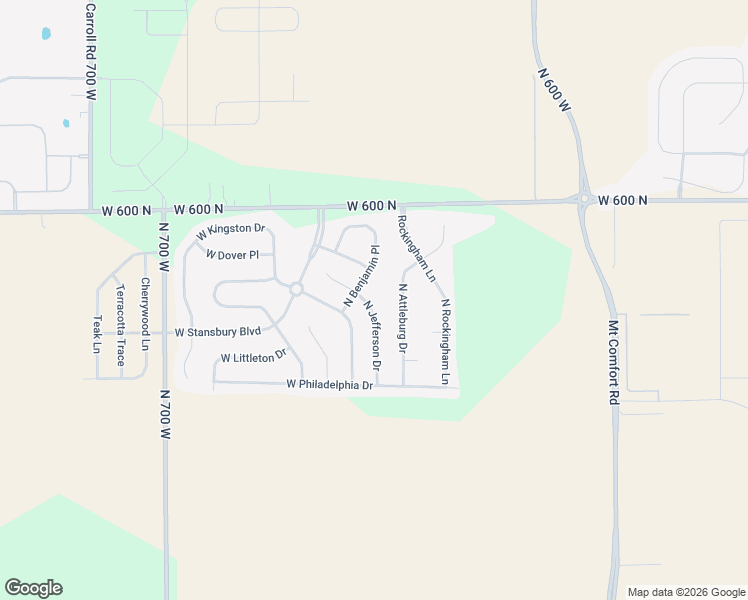map of restaurants, bars, coffee shops, grocery stores, and more near 5779 North Jefferson Drive in McCordsville