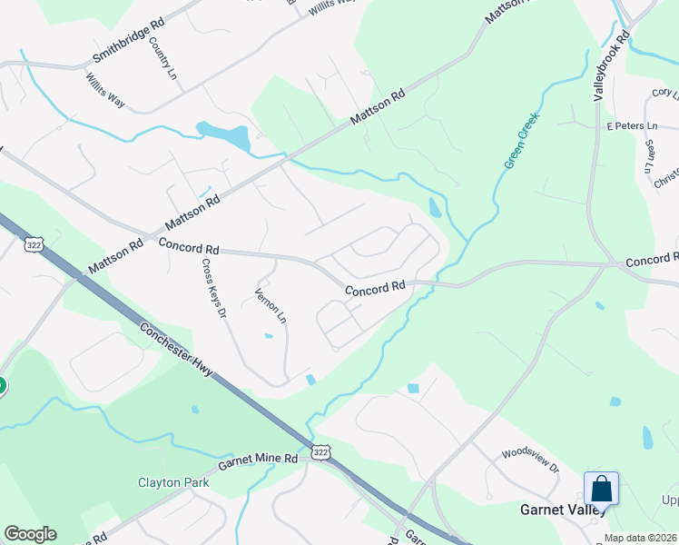 map of restaurants, bars, coffee shops, grocery stores, and more near 12 Cassin Hill Road in Garnet Valley