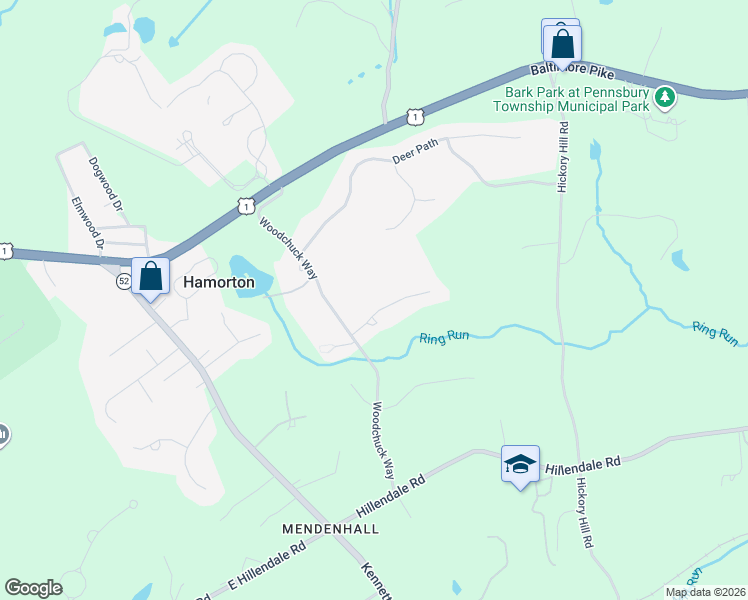 map of restaurants, bars, coffee shops, grocery stores, and more near 23 Turkey Hollow Road in Kennett Square