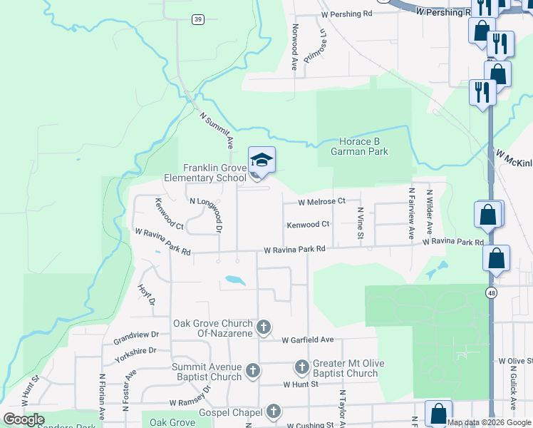 map of restaurants, bars, coffee shops, grocery stores, and more near 2301-2399 North Willow Avenue in Decatur