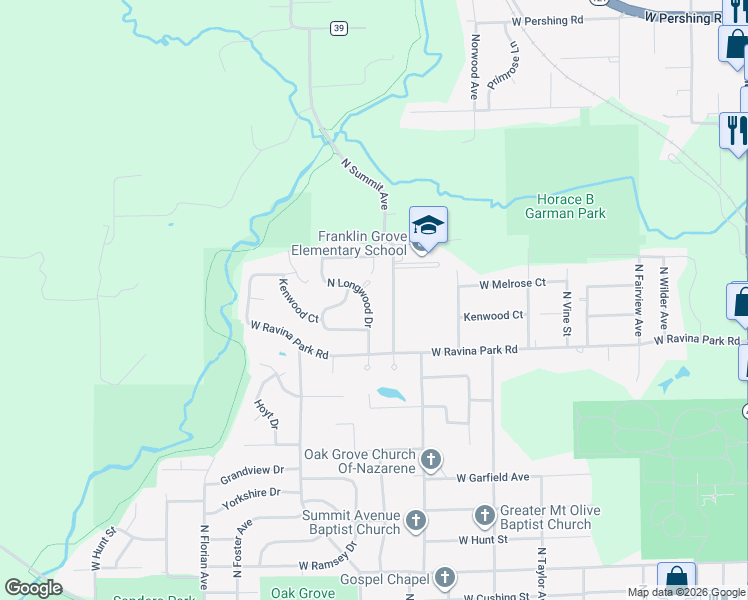 map of restaurants, bars, coffee shops, grocery stores, and more near 2334 North Longwood Drive in Decatur