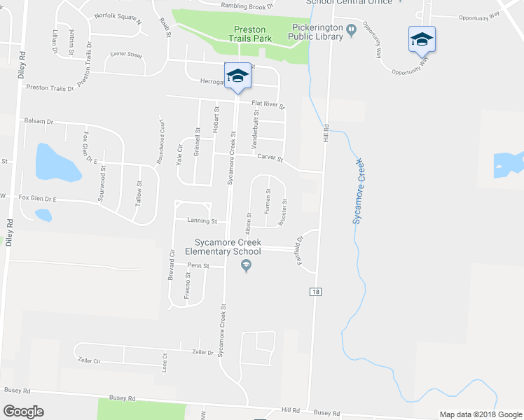 map of restaurants, bars, coffee shops, grocery stores, and more near 461 Furman Street in Pickerington