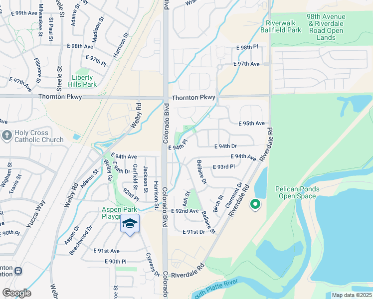 map of restaurants, bars, coffee shops, grocery stores, and more near 4198 East 94th Place in Thornton