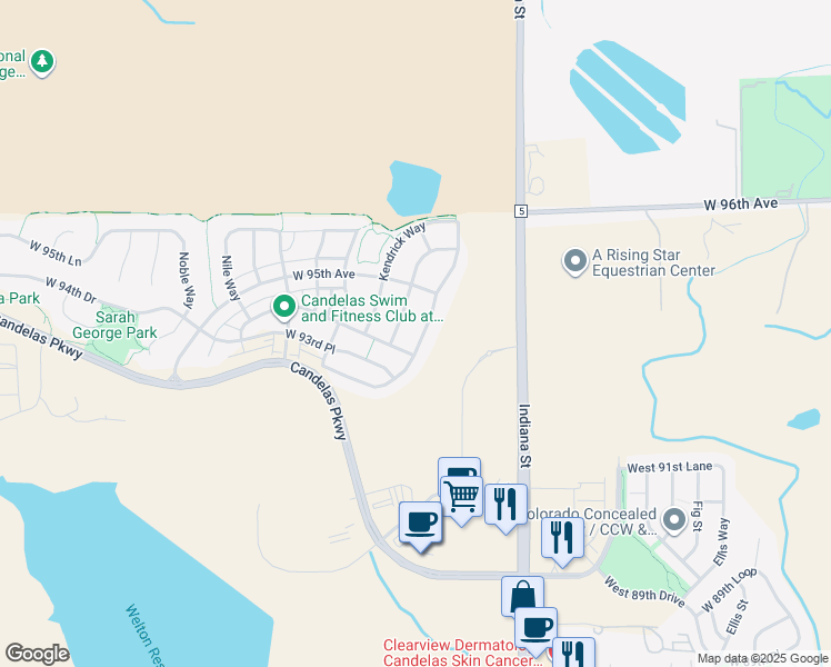 map of restaurants, bars, coffee shops, grocery stores, and more near 9443 Joyce Way in Arvada