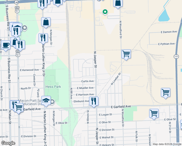 map of restaurants, bars, coffee shops, grocery stores, and more near 2400-2498 Steele Court in Decatur