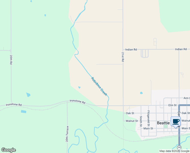 map of restaurants, bars, coffee shops, grocery stores, and more near 1013 21st Road in Beattie