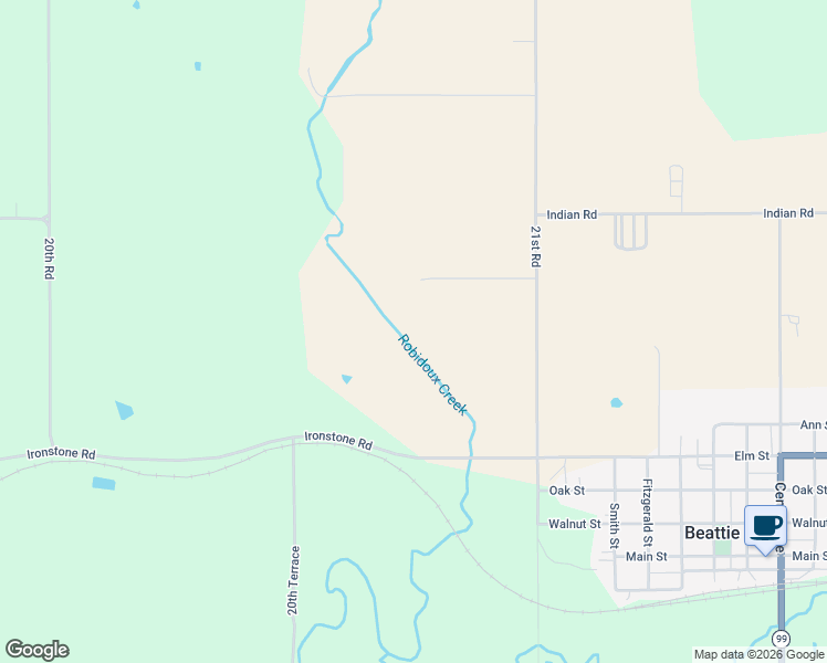 map of restaurants, bars, coffee shops, grocery stores, and more near 1013 21st Road in Beattie