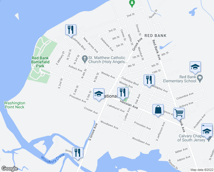 map of restaurants, bars, coffee shops, grocery stores, and more near 521 Simpson Avenue in National Park