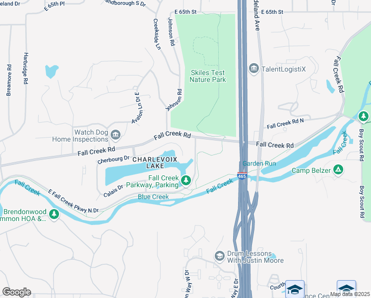 map of restaurants, bars, coffee shops, grocery stores, and more near 6670 Cherbourg Circle in Indianapolis