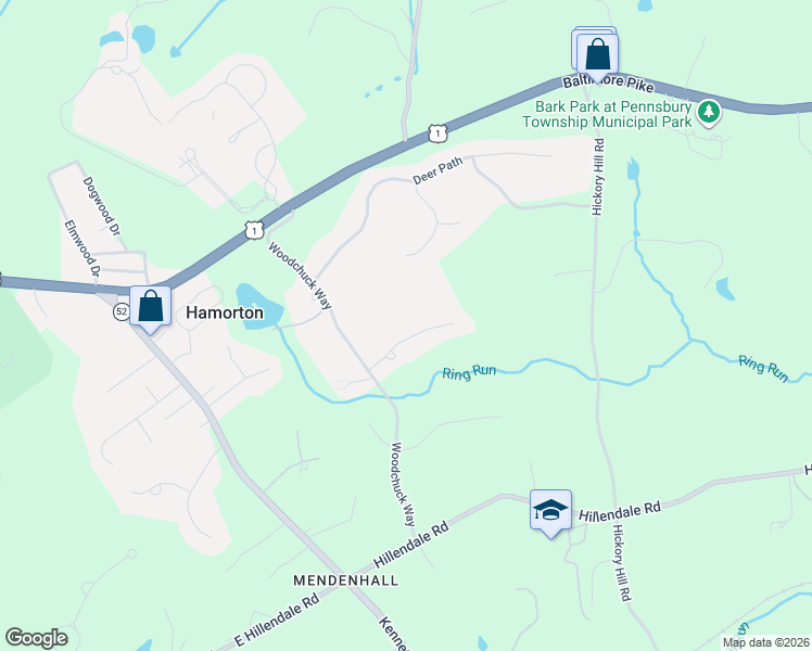 map of restaurants, bars, coffee shops, grocery stores, and more near 23 Turkey Hollow Road in Kennett Square