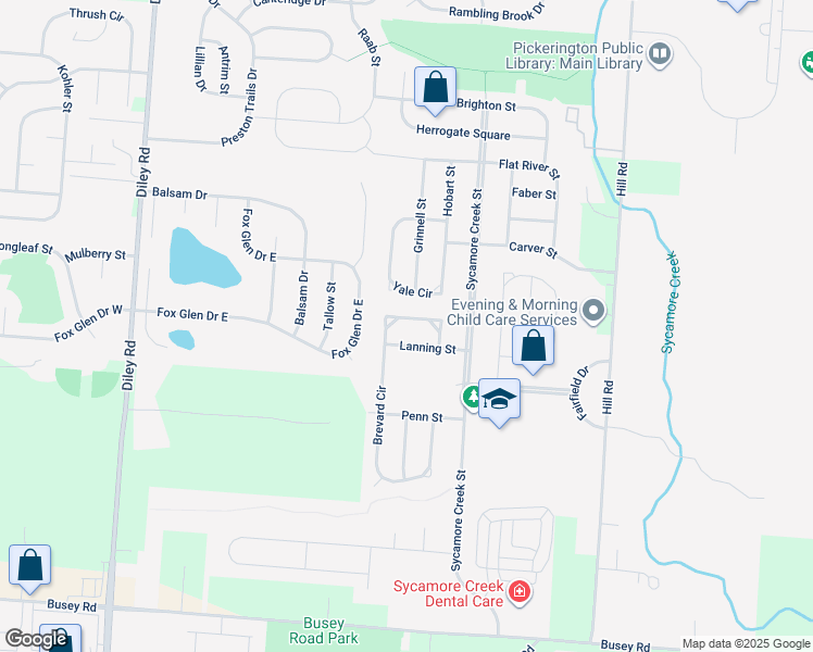 map of restaurants, bars, coffee shops, grocery stores, and more near 621 Brevard Circle in Pickerington