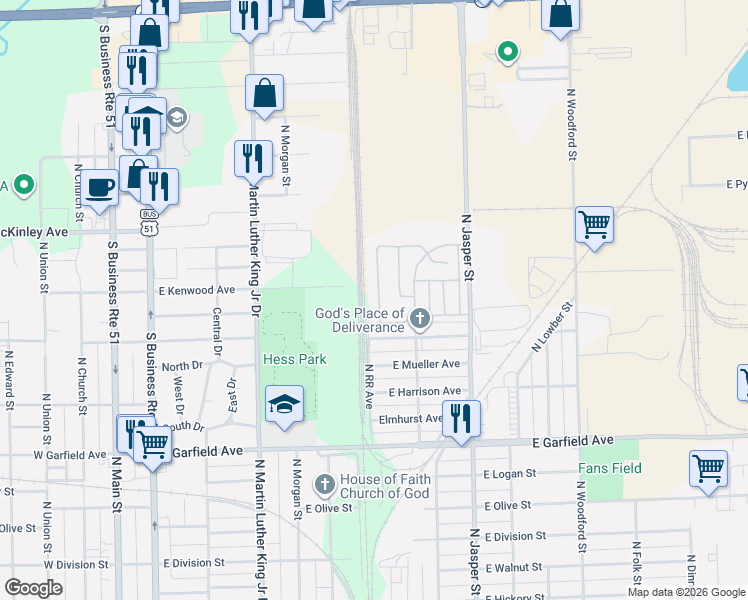 map of restaurants, bars, coffee shops, grocery stores, and more near 2381-2599 Dunn Drive in Decatur