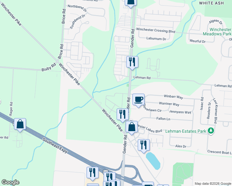 map of restaurants, bars, coffee shops, grocery stores, and more near Reins Way in Canal Winchester