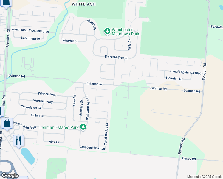 map of restaurants, bars, coffee shops, grocery stores, and more near 5544 Conn House Drive in Canal Winchester