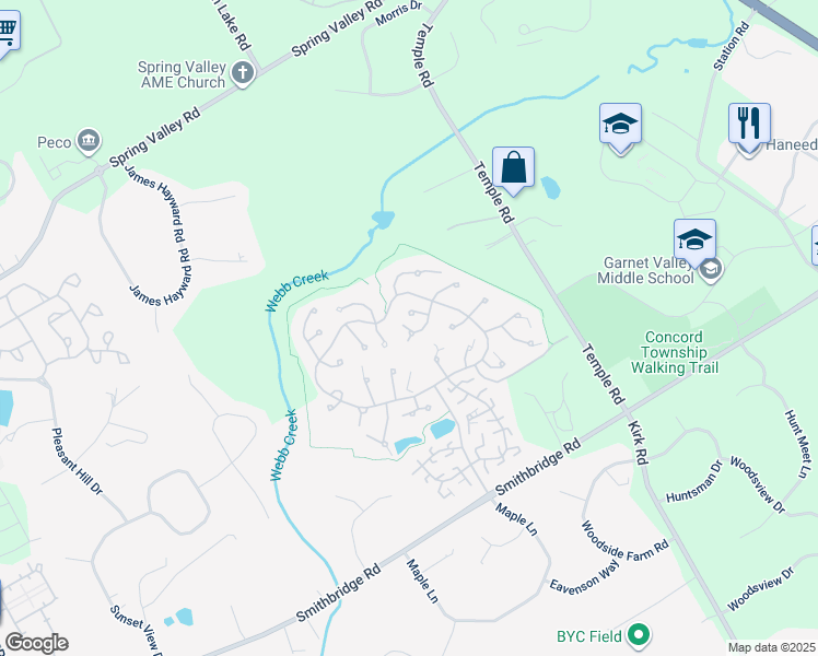 map of restaurants, bars, coffee shops, grocery stores, and more near 827 West Fox Hound Chase in Glen Mills