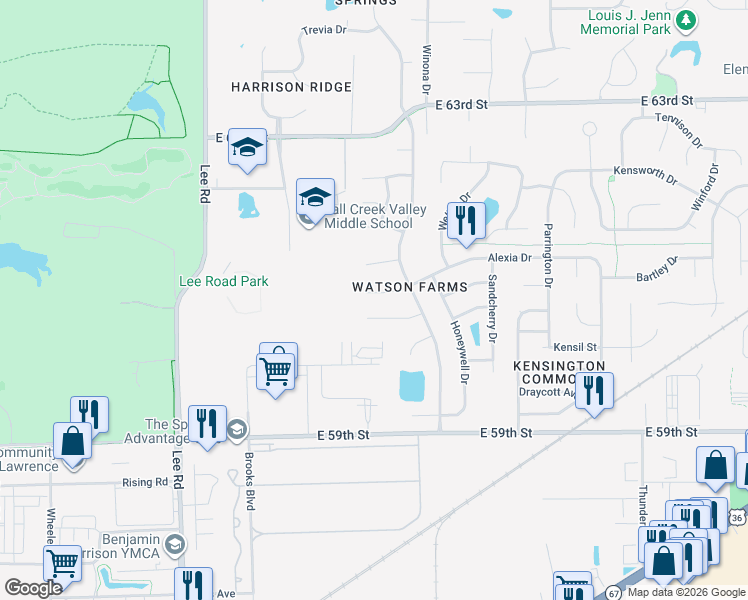 map of restaurants, bars, coffee shops, grocery stores, and more near 9921 Alexia Dr in Indianapolis