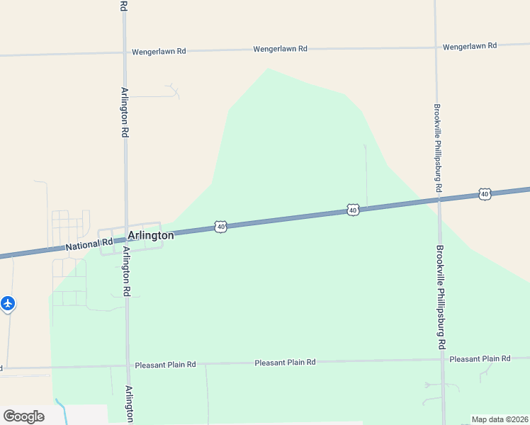 map of restaurants, bars, coffee shops, grocery stores, and more near 8595 National Road in Brookville