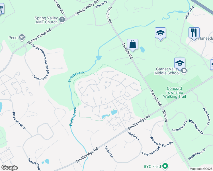map of restaurants, bars, coffee shops, grocery stores, and more near 829 West Fox Hound Chase in Glen Mills