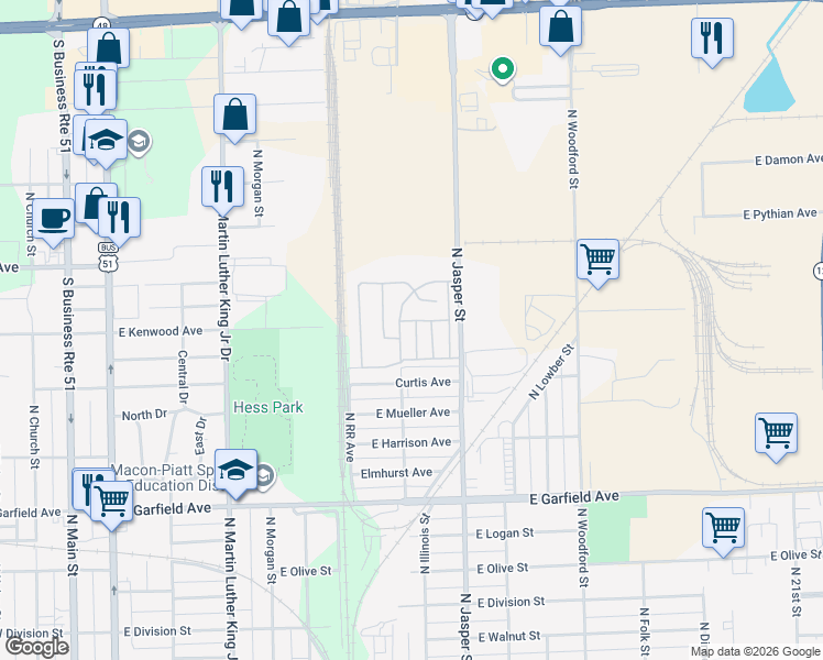 map of restaurants, bars, coffee shops, grocery stores, and more near 2400-2498 Steele Court in Decatur