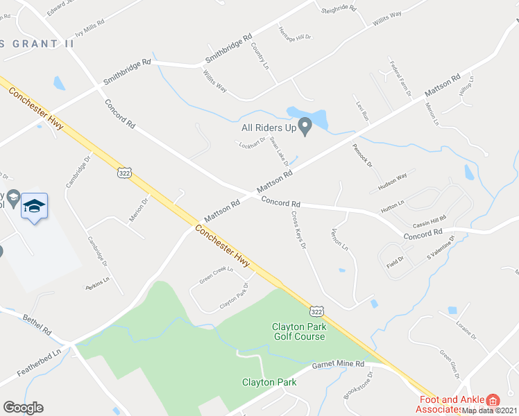 map of restaurants, bars, coffee shops, grocery stores, and more near 278 Concord Road in Garnet Valley